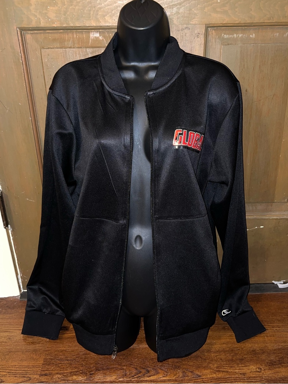Champion Varsity Cheer Championship Rhinestone Black Bomber Track Jacket Size M